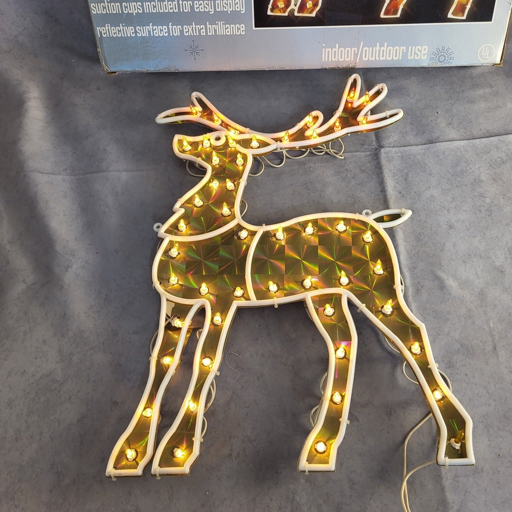 Vintage 20in Holographic Reindeer 50 Lights Christmas Outdoor/Indoor K-Mart